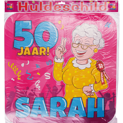 Plaque de porte Sarah 50 Years Cartoon 50cm