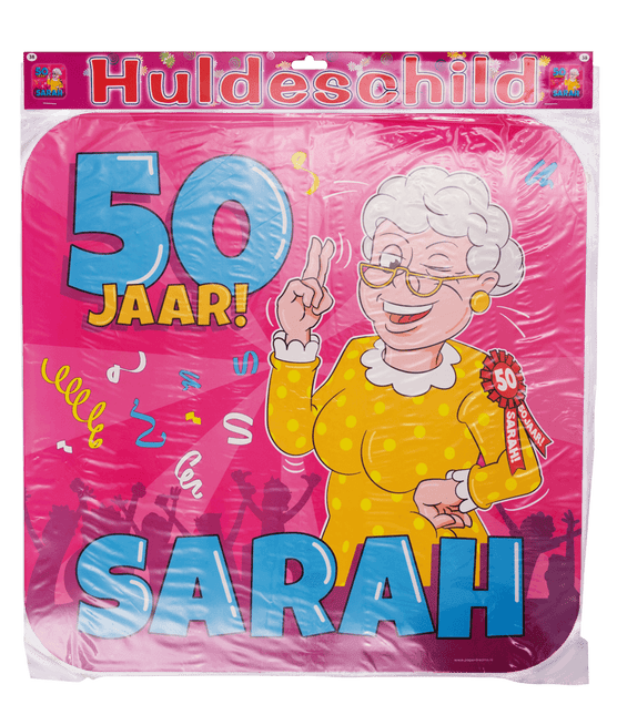 Plaque de porte Sarah 50 Years Cartoon 50cm