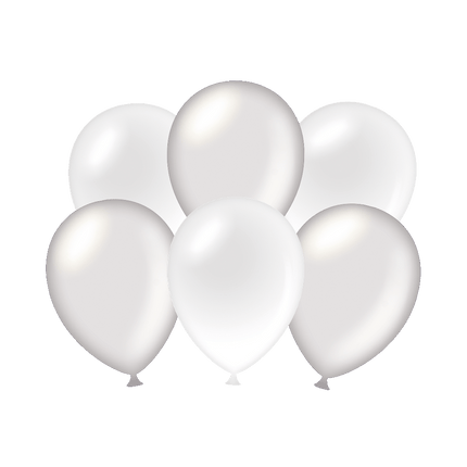 Ballons Argent/Blanc Métallique 30cm 6pcs