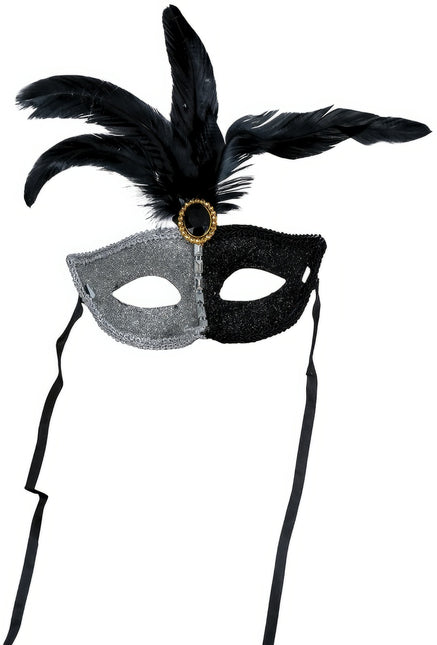 Masque vénitien pour les yeux noir et argent