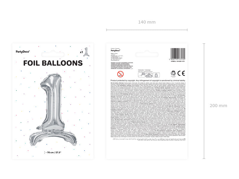 Ballon de baudruche Figure 1 Argent Standard Vide 70cm