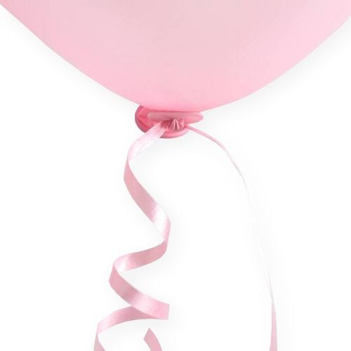 Attaches rapides pour ballons de baudruche roses avec ruban 100pcs