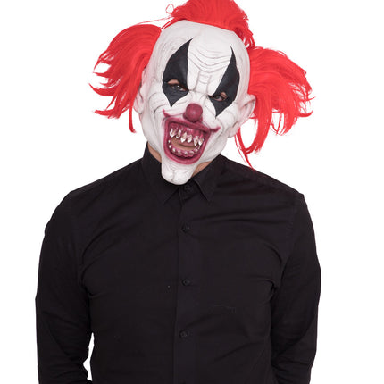 Masque de clown d'Halloween cheveux rouges