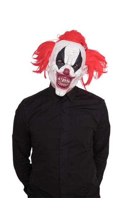 Masque de clown d'Halloween cheveux rouges