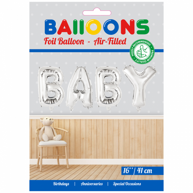Ballons Lettre Set Baby Silver 41cm