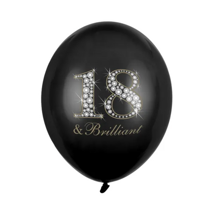 Ballons 18 ans et brillants noirs 30cm 6pcs