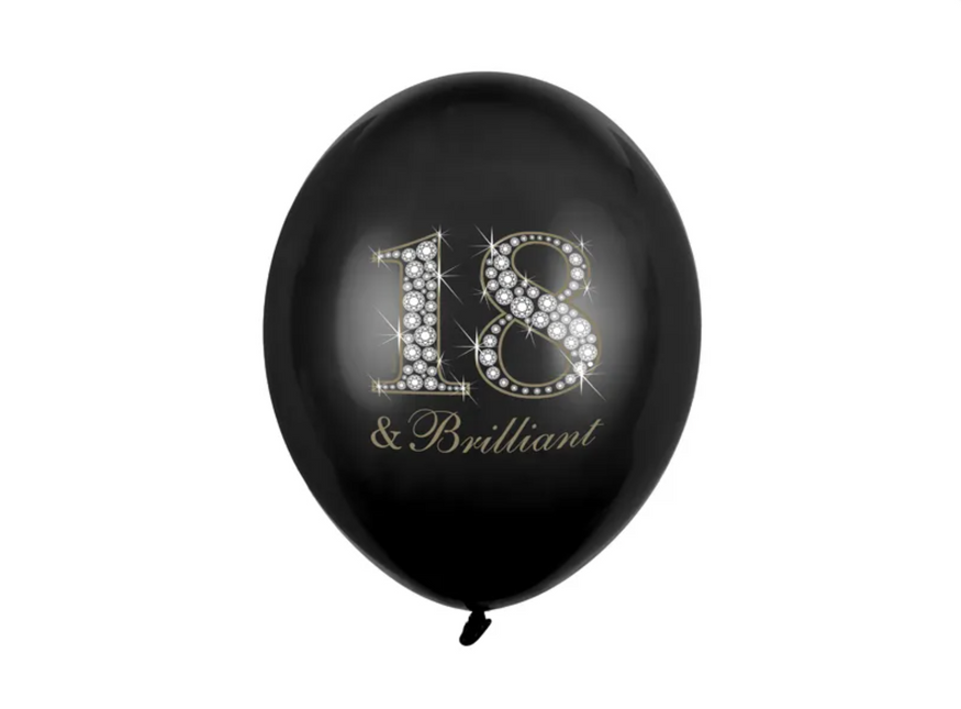 Ballons 18 ans et brillants noirs 30cm 6pcs