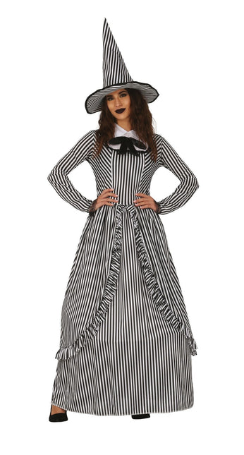 Costume d'Halloween de sorcière Dames Noir Blanc