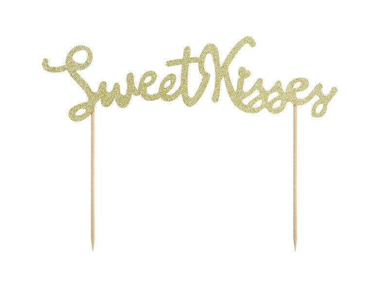 Décor de gâteau Sweet Kisses Gold 16cm