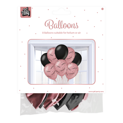 Ballons Congrats Rose Noir 30cm 8pcs