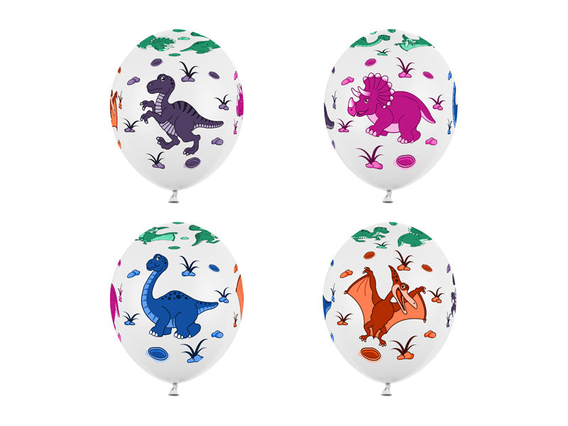 Ballons dinosaures colorés 30cm 6pcs