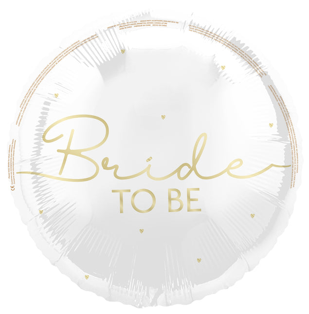 Bride To Be Helium Balloon White Gold 45cm