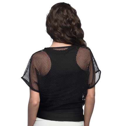 Chemise en résille noire pour femmes M/L