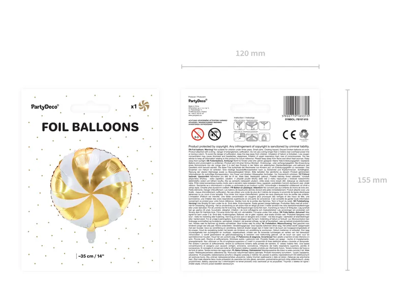 Ballon à l'hélium Candy Gold White Empty 35cm