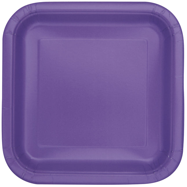 Assiettes violettes néon carrées 18cm 16pcs