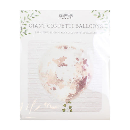 Ballons confettis or rose 90cm 3pcs