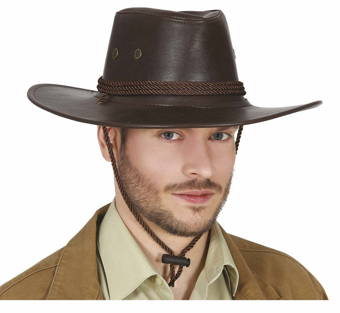 Chapeau de cow-boy marron en cuir