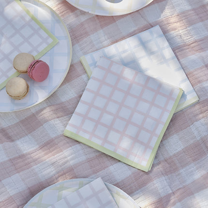 Serviettes de table colorées Pastel 16.5cm 16pcs