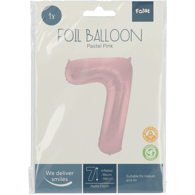 Ballon de baudruche Figure 7 rose pastel XL 86cm vide