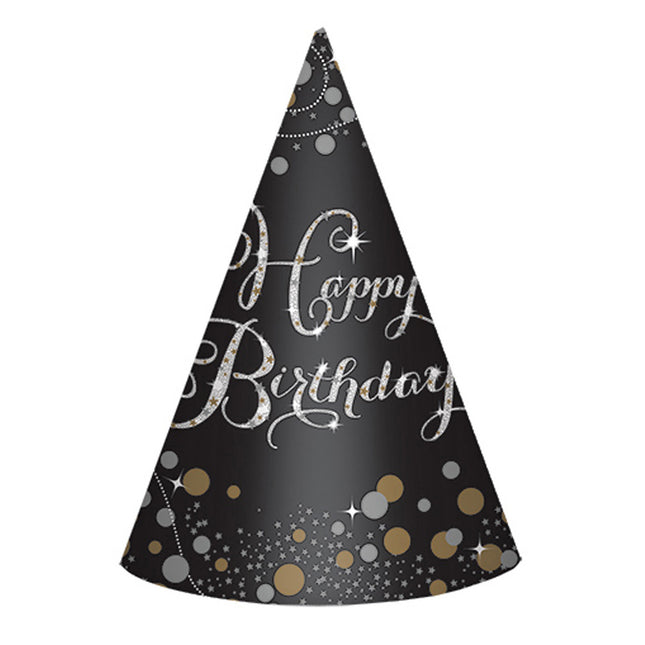 Chapeaux de fête Happy Birthday 8pcs