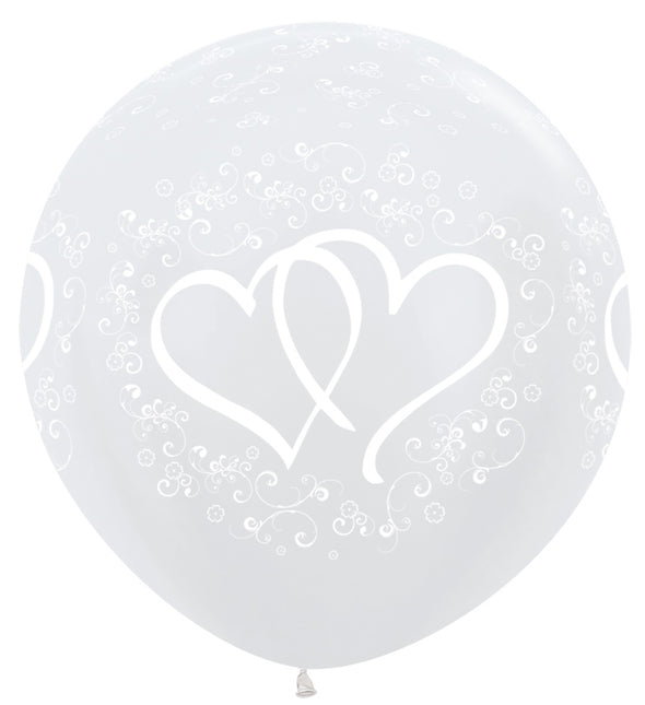 Ballons Entwinted Hearts Pearl White 91cm 2pcs