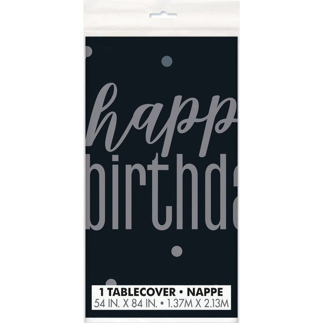 Nappe d'anniversaire Happy Birthday Noir 2.13m