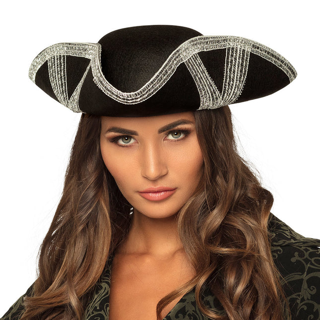 Chapeau de pirate Noir Argent