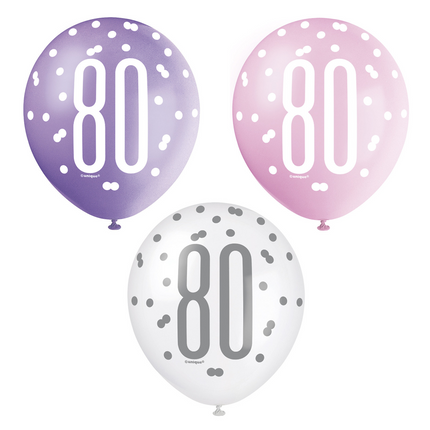 Ballons 80 Years Dots 30cm 6pcs