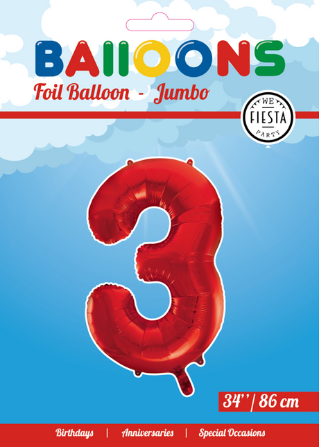 Ballon de baudruche Figure 3 Rouge XL 86cm vide
