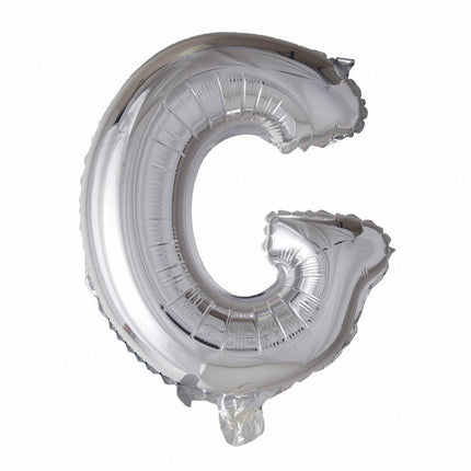 Ballon de baudruche Lettre G Argent 41cm avec paille