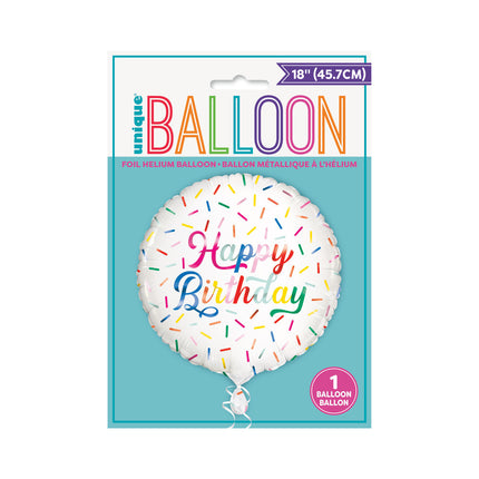 Ballon à l'hélium Happy Birthday sprinkles 45cm vide