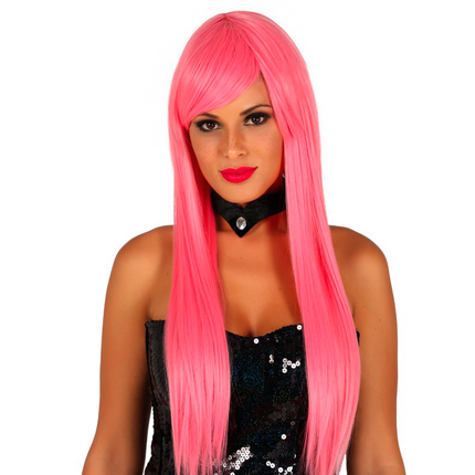 Perruque rose clair cheveux longs