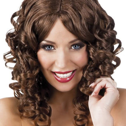 Perruque Half Long Hair Curly Brown