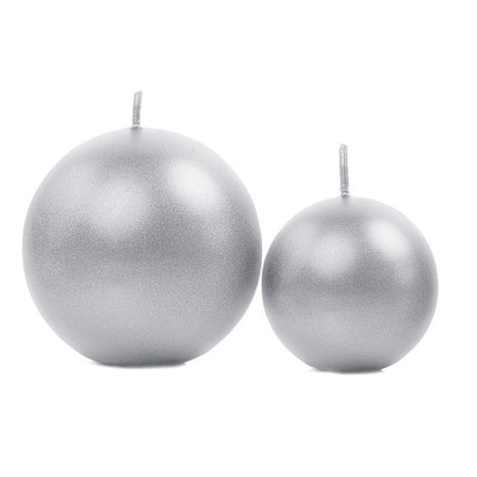 Bougies boules Argent Métallique 8cm 6pcs