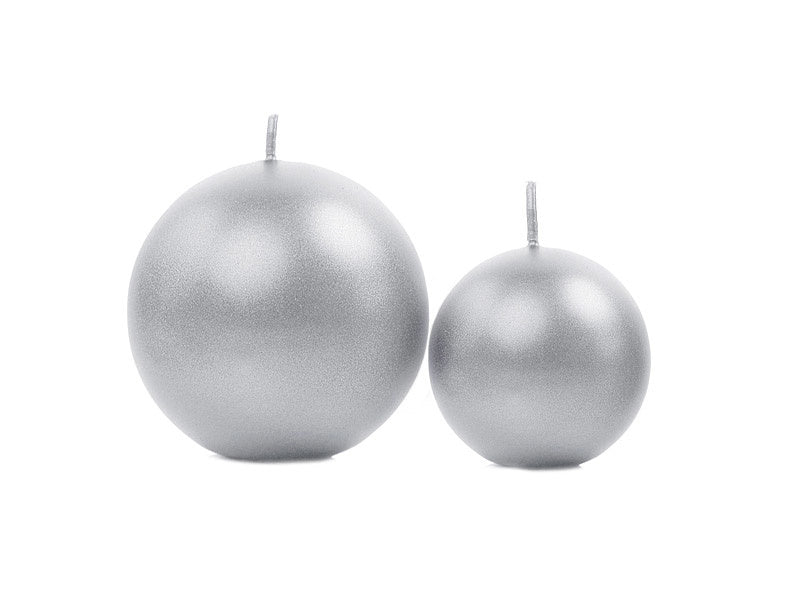 Bougies boules Argent Métallique 8cm 6pcs