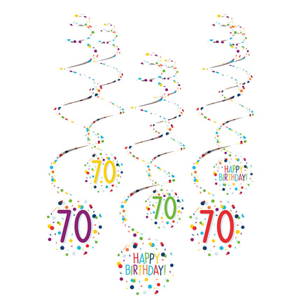 Décoration suspendue 70 Years Happy Birthday Confetti 61cm 6pcs