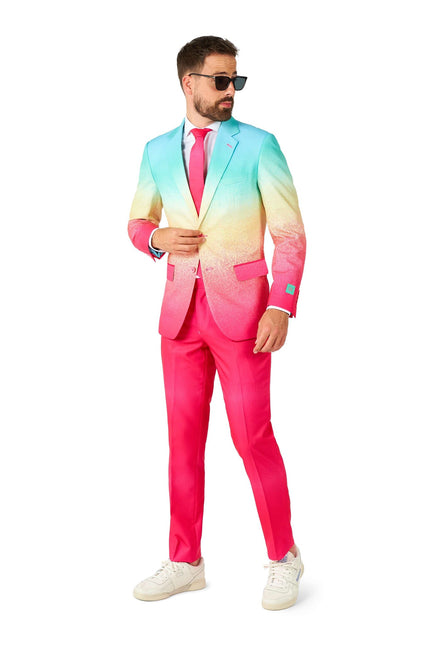 Costume bleu fuchsia arc-en-ciel Hommes OppoSuits