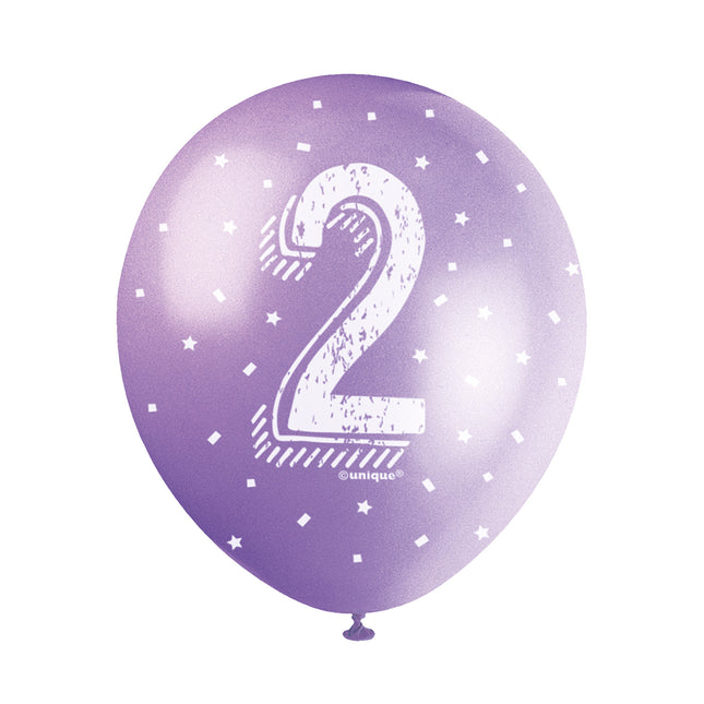 Ballons 2 ans Confetti 30cm 5pcs