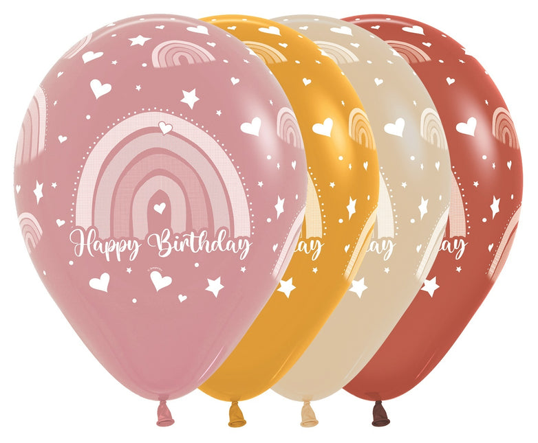 Ballons Happy Birthday Boho Rainbow Mix 30cm 25pcs