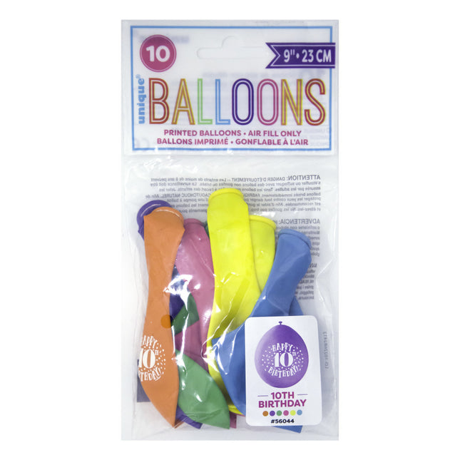 Ballons Happy Birthday 10 Years 28cm 10pcs