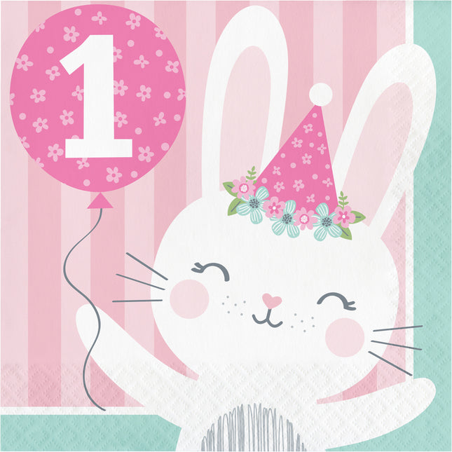 Serviettes 1 an Lapin 33cm 16pcs