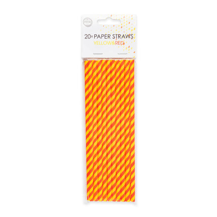 Pailles jaunes rouges en carton 20pcs