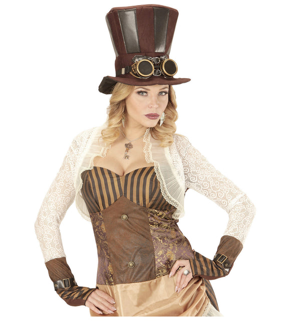 Chapeau Steampunk Haut avec lunettes