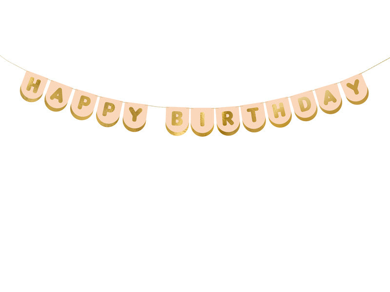 Guirlande de lettres Happy Birthday Rose 1.5m