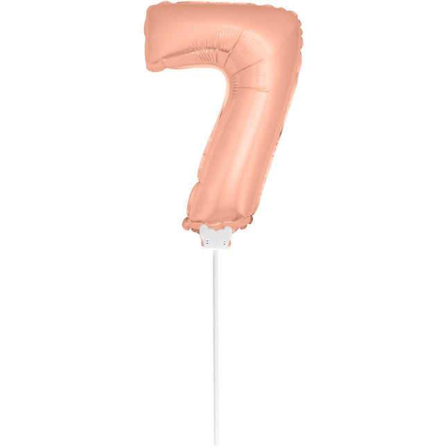 Ballon de baudruche Figure 7 Rose Gold 36cm avec bâton