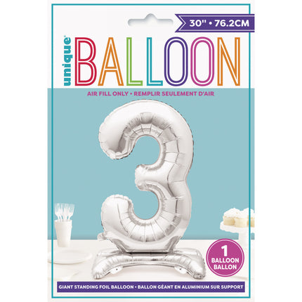 Ballon de baudruche Figure 3 Silver Standard 76cm