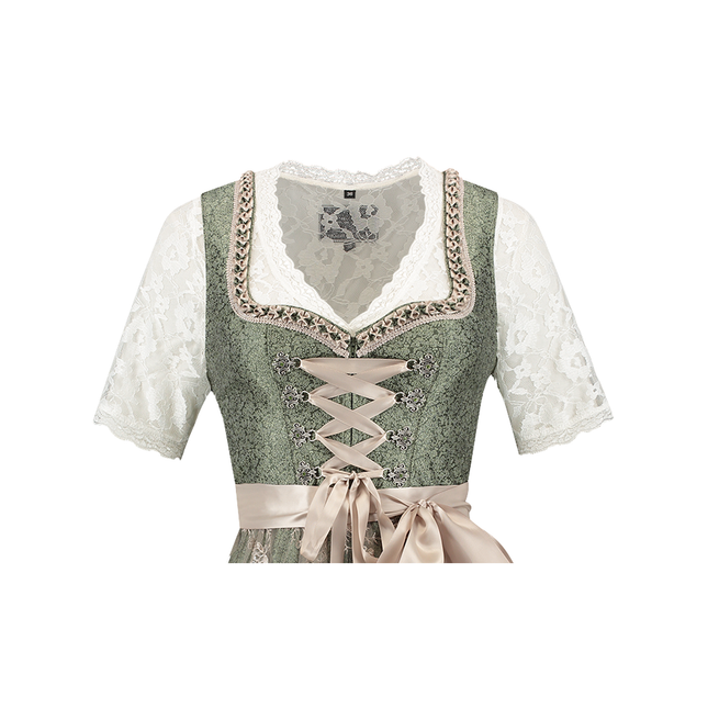 Pink White Creme Dirndl Dress Oktoberfest Ladies Jaquard Grey