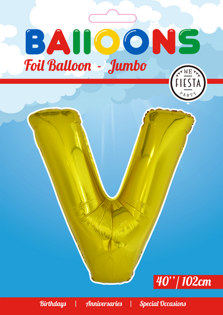 Ballon de baudruche Lettre V Or XL 102cm vide