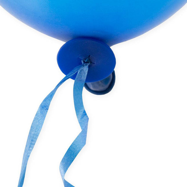 Attaches rapides pour ballons de baudruche bleues avec ruban 100pcs