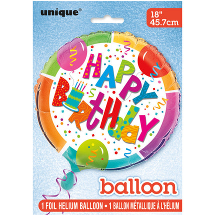 Ballon à l'hélium Happy Birthday Cake Rond 45cm Vide